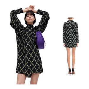 NWT Ganni Margarita Printed Mini Dress Sz 8